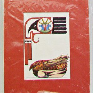 VTG Saga Art Albuquerque New Mexico Print Lithograph Native American Bird Corn